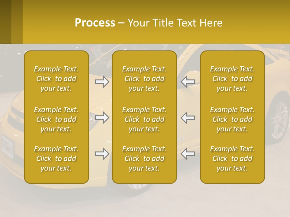 A Yellow Car Is On Display In A Showroom PowerPoint Template