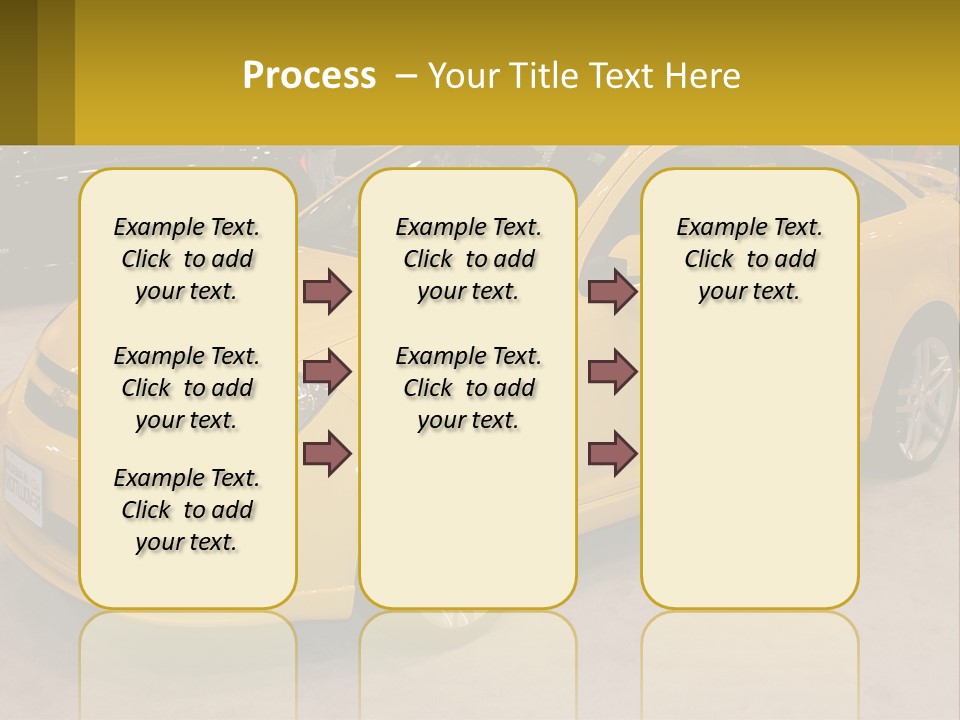 A Yellow Car Is On Display In A Showroom PowerPoint Template