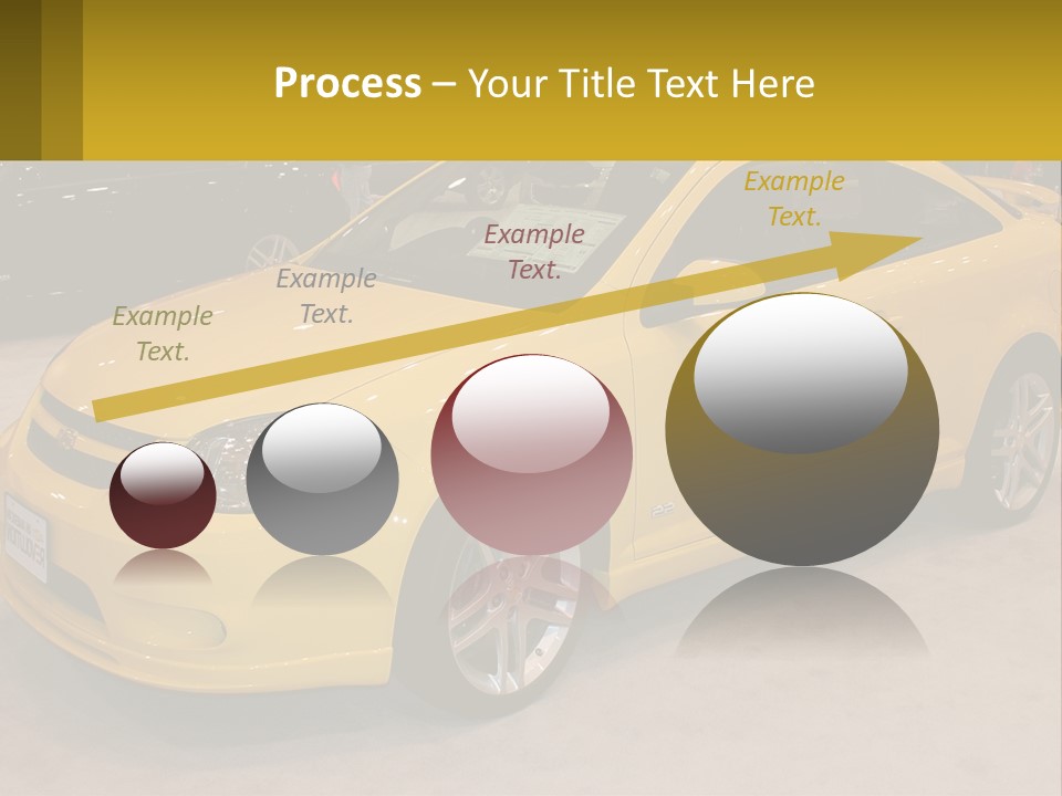 A Yellow Car Is On Display In A Showroom PowerPoint Template