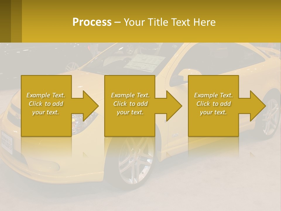 A Yellow Car Is On Display In A Showroom PowerPoint Template
