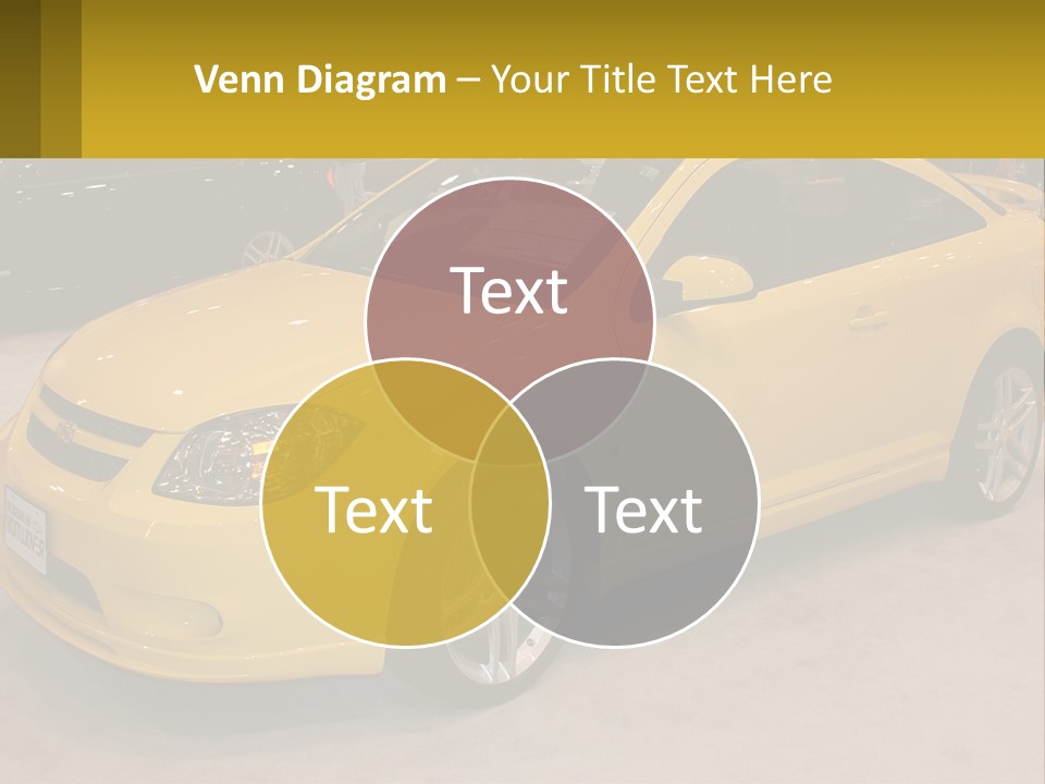 A Yellow Car Is On Display In A Showroom PowerPoint Template