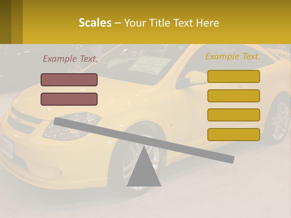 A Yellow Car Is On Display In A Showroom PowerPoint Template