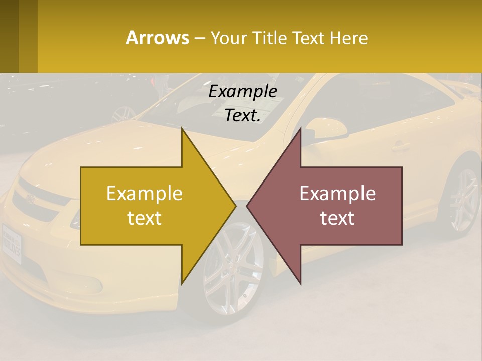 A Yellow Car Is On Display In A Showroom PowerPoint Template