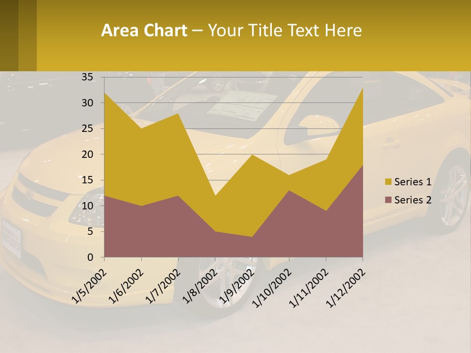A Yellow Car Is On Display In A Showroom PowerPoint Template