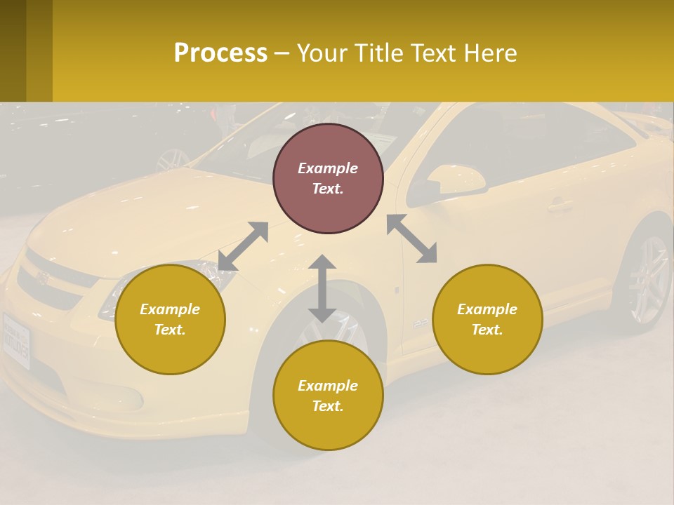 A Yellow Car Is On Display In A Showroom PowerPoint Template