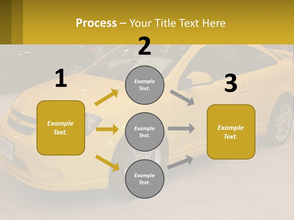 A Yellow Car Is On Display In A Showroom PowerPoint Template