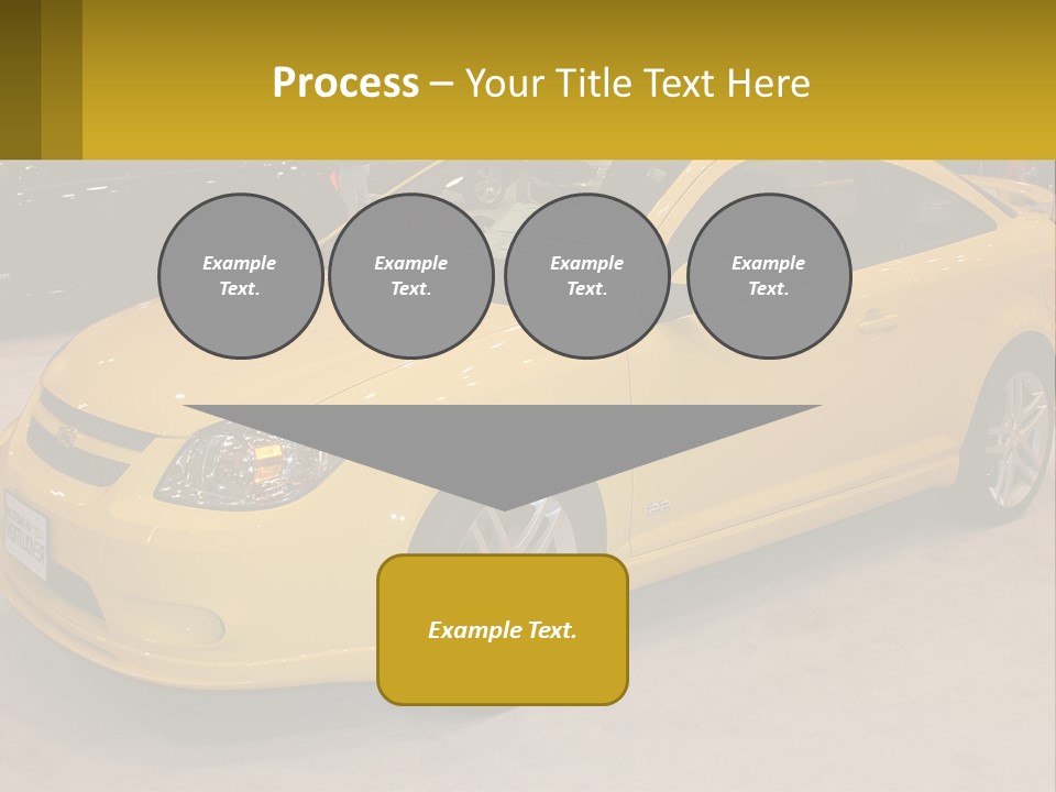 A Yellow Car Is On Display In A Showroom PowerPoint Template