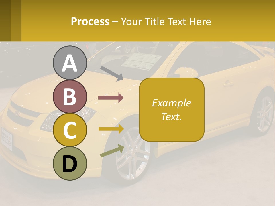 A Yellow Car Is On Display In A Showroom PowerPoint Template