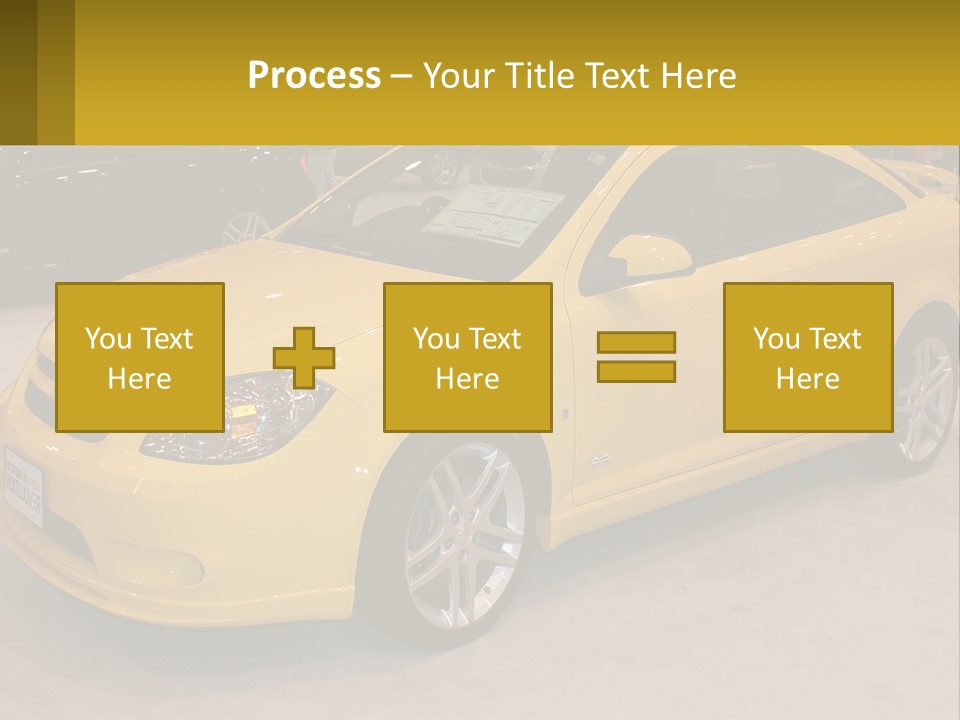 A Yellow Car Is On Display In A Showroom PowerPoint Template