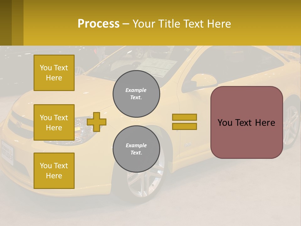 A Yellow Car Is On Display In A Showroom PowerPoint Template