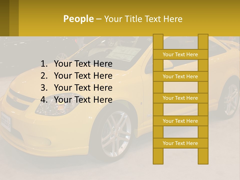A Yellow Car Is On Display In A Showroom PowerPoint Template