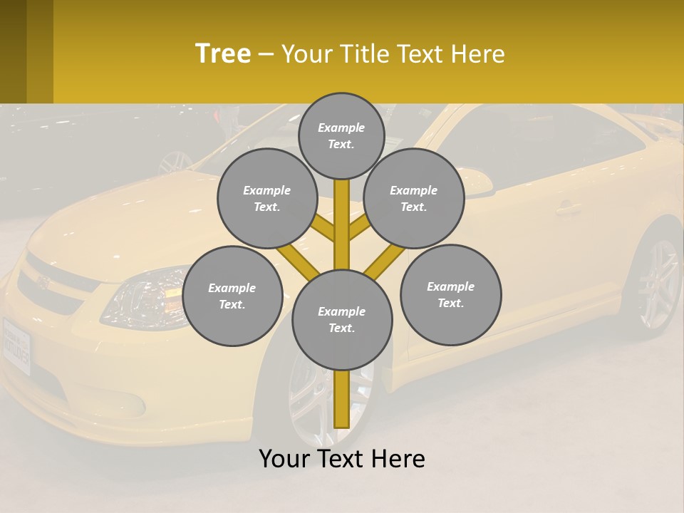 A Yellow Car Is On Display In A Showroom PowerPoint Template