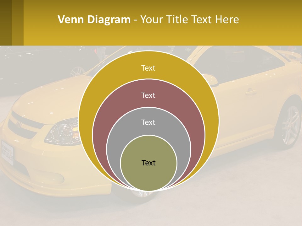 A Yellow Car Is On Display In A Showroom PowerPoint Template