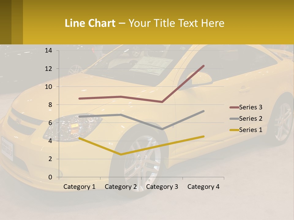 A Yellow Car Is On Display In A Showroom PowerPoint Template
