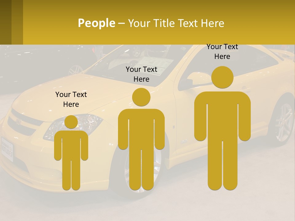 A Yellow Car Is On Display In A Showroom PowerPoint Template