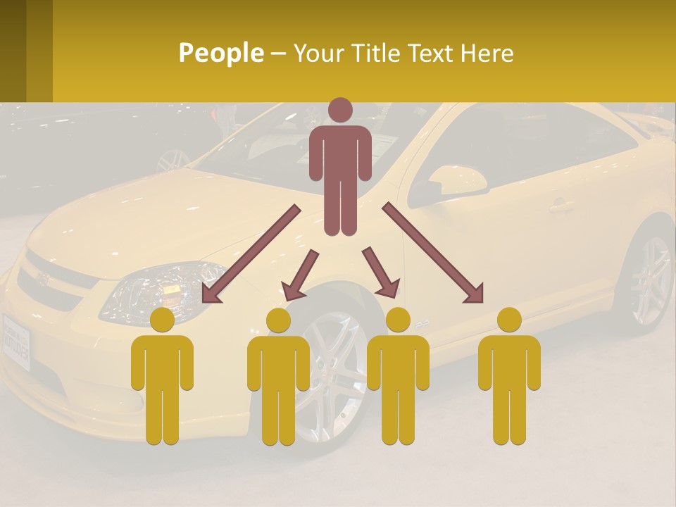 A Yellow Car Is On Display In A Showroom PowerPoint Template