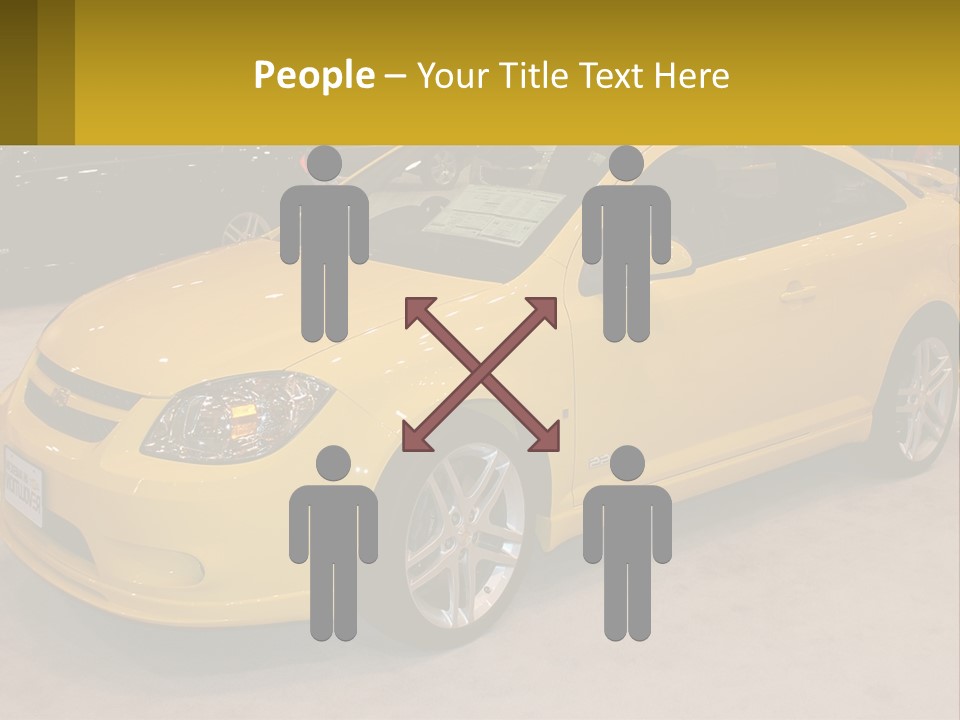 A Yellow Car Is On Display In A Showroom PowerPoint Template