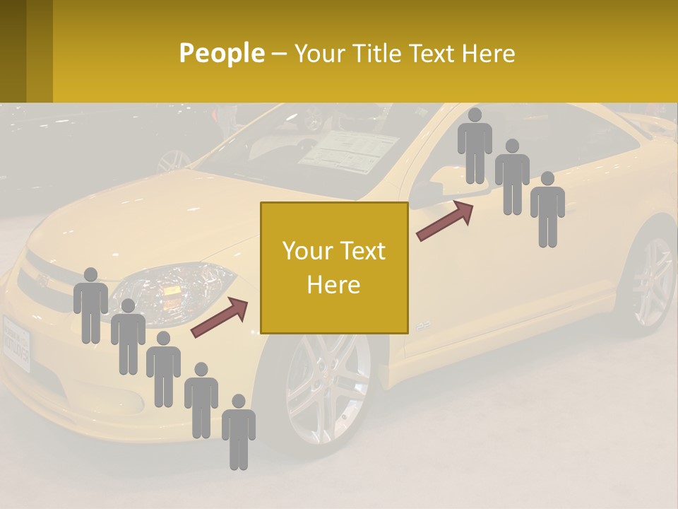 A Yellow Car Is On Display In A Showroom PowerPoint Template