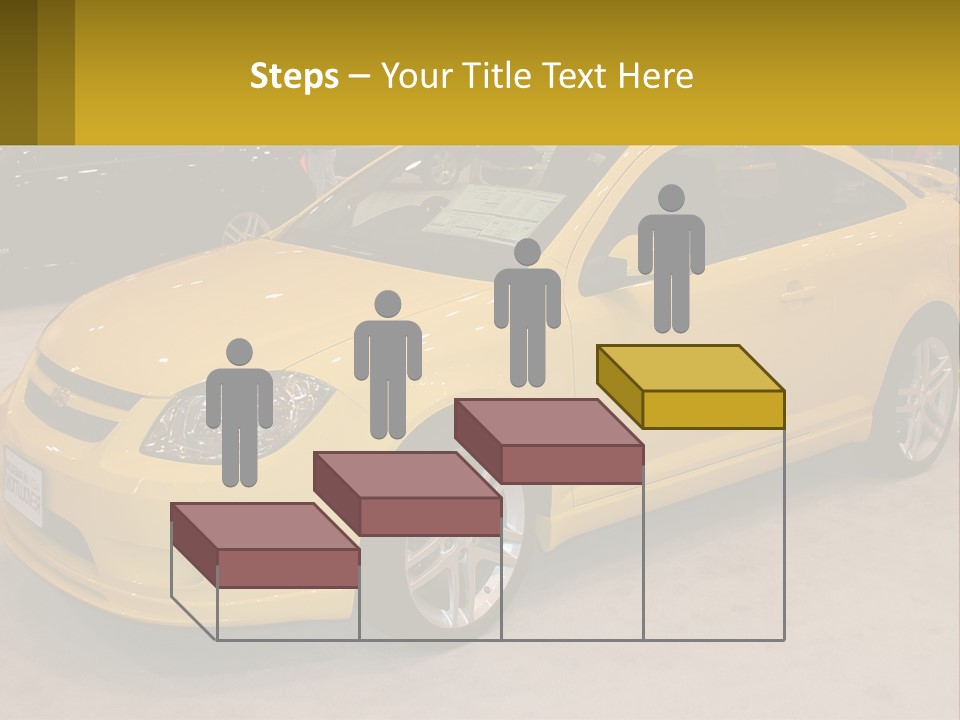 A Yellow Car Is On Display In A Showroom PowerPoint Template