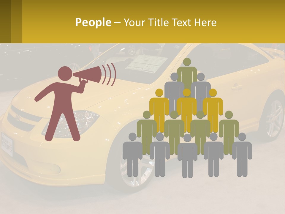 A Yellow Car Is On Display In A Showroom PowerPoint Template