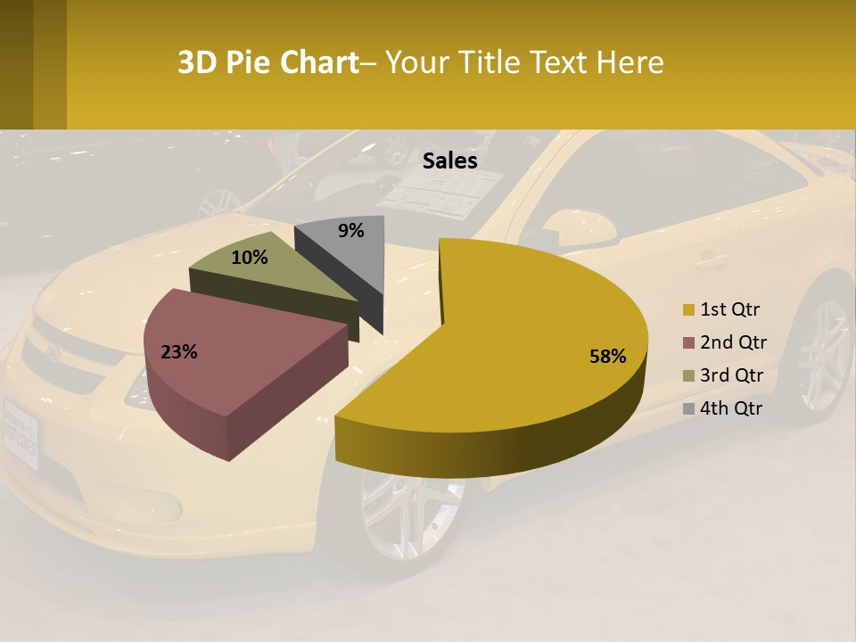 A Yellow Car Is On Display In A Showroom PowerPoint Template