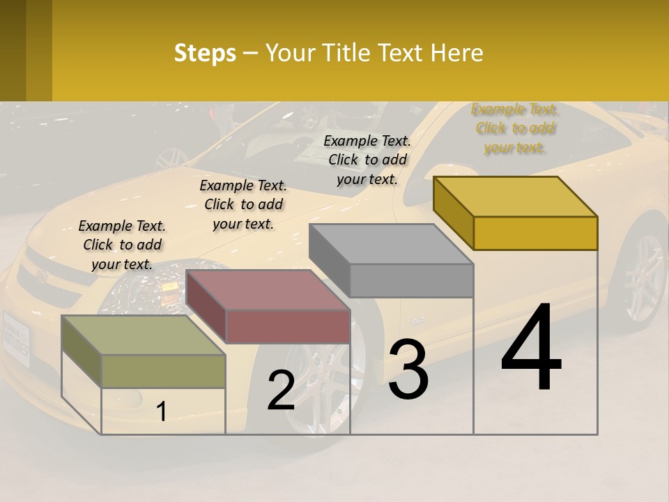 A Yellow Car Is On Display In A Showroom PowerPoint Template