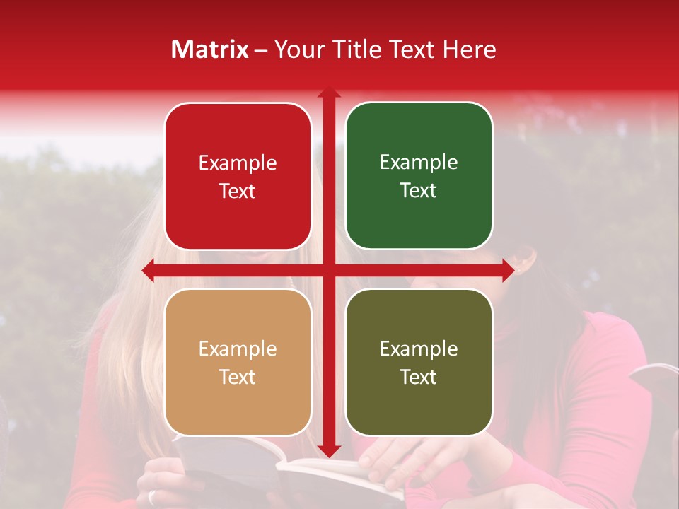 Two Women Are Looking At A Book Together PowerPoint Template