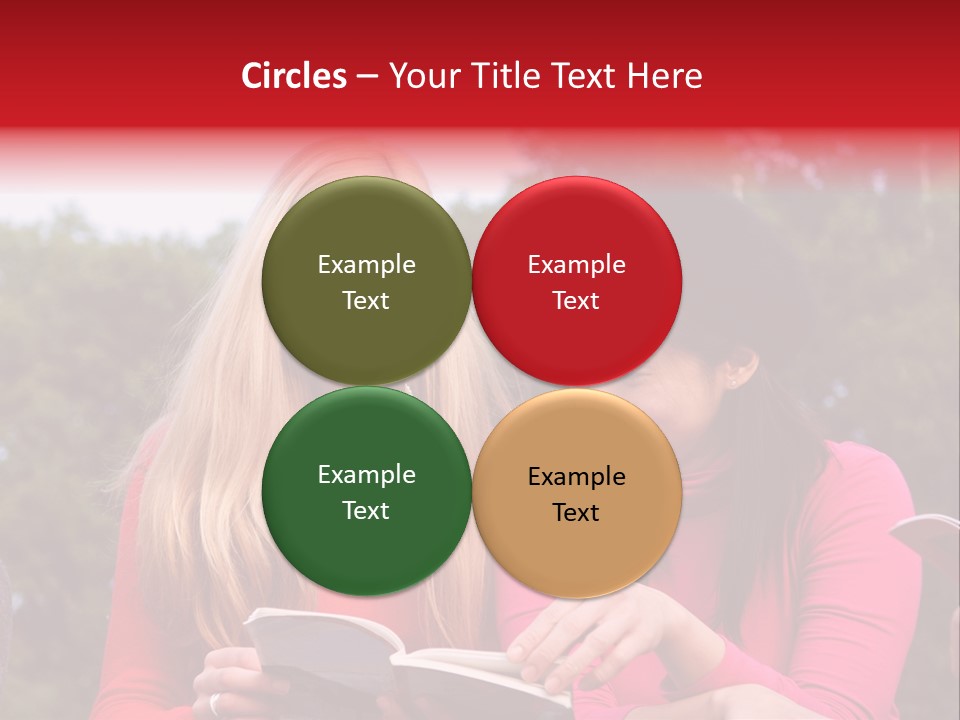 Two Women Are Looking At A Book Together PowerPoint Template