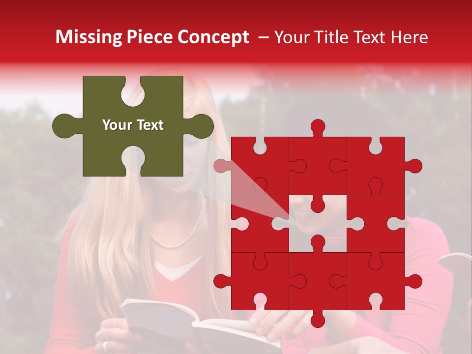 Two Women Are Looking At A Book Together PowerPoint Template