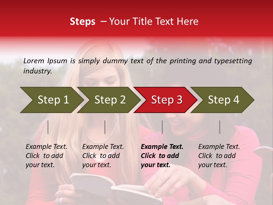 Two Women Are Looking At A Book Together PowerPoint Template