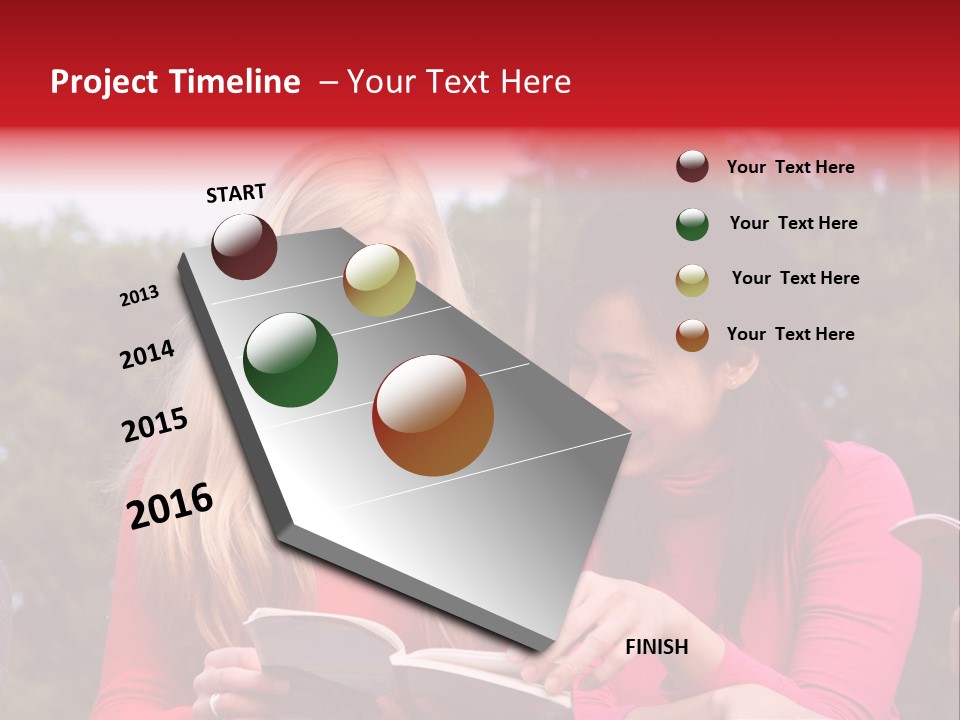 Two Women Are Looking At A Book Together PowerPoint Template
