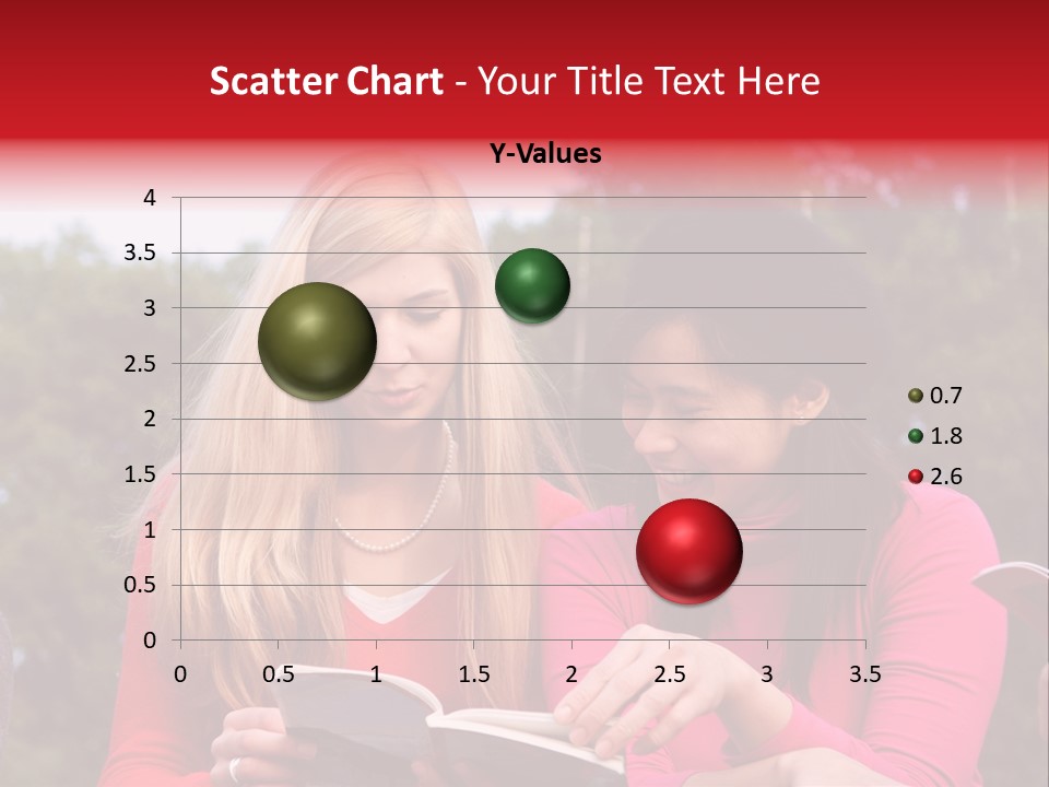 Two Women Are Looking At A Book Together PowerPoint Template