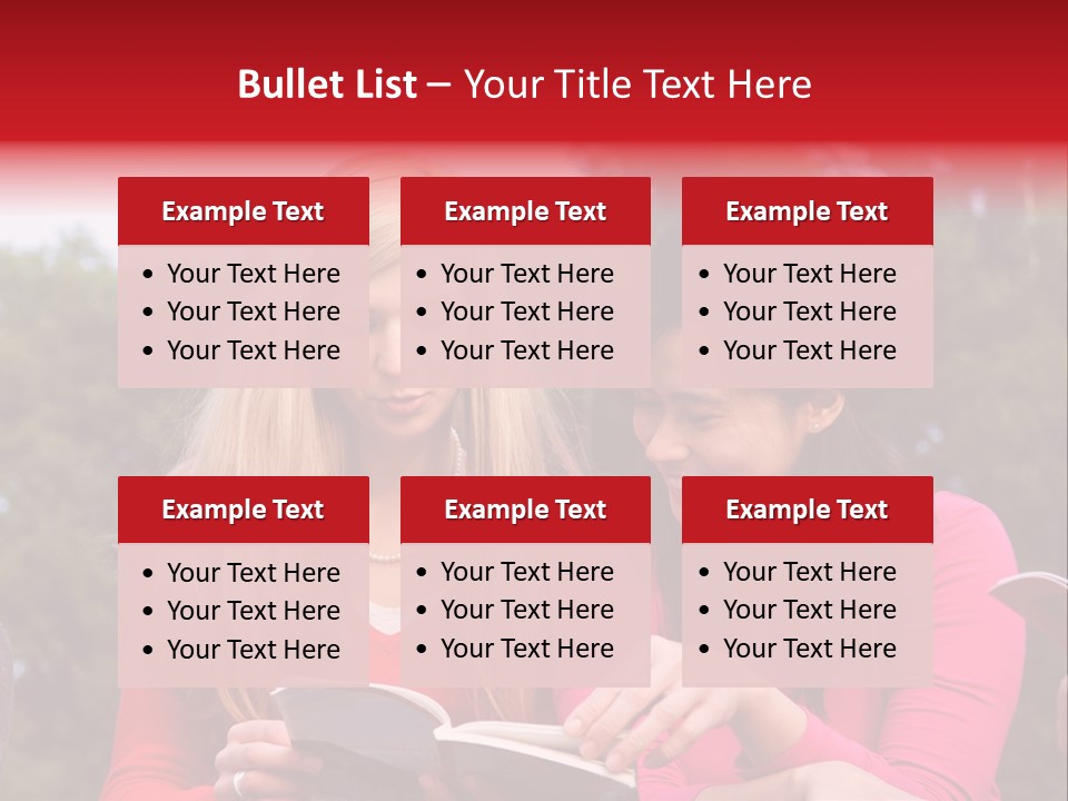 Two Women Are Looking At A Book Together PowerPoint Template