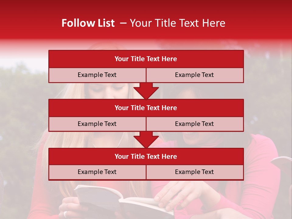 Two Women Are Looking At A Book Together PowerPoint Template
