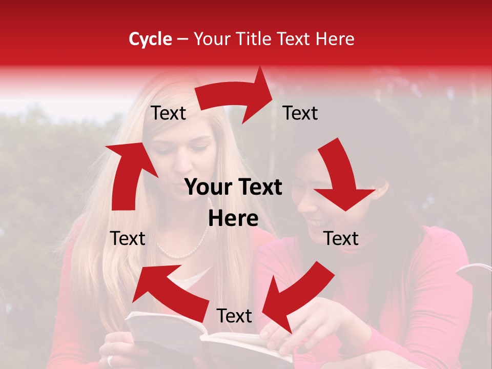 Two Women Are Looking At A Book Together PowerPoint Template