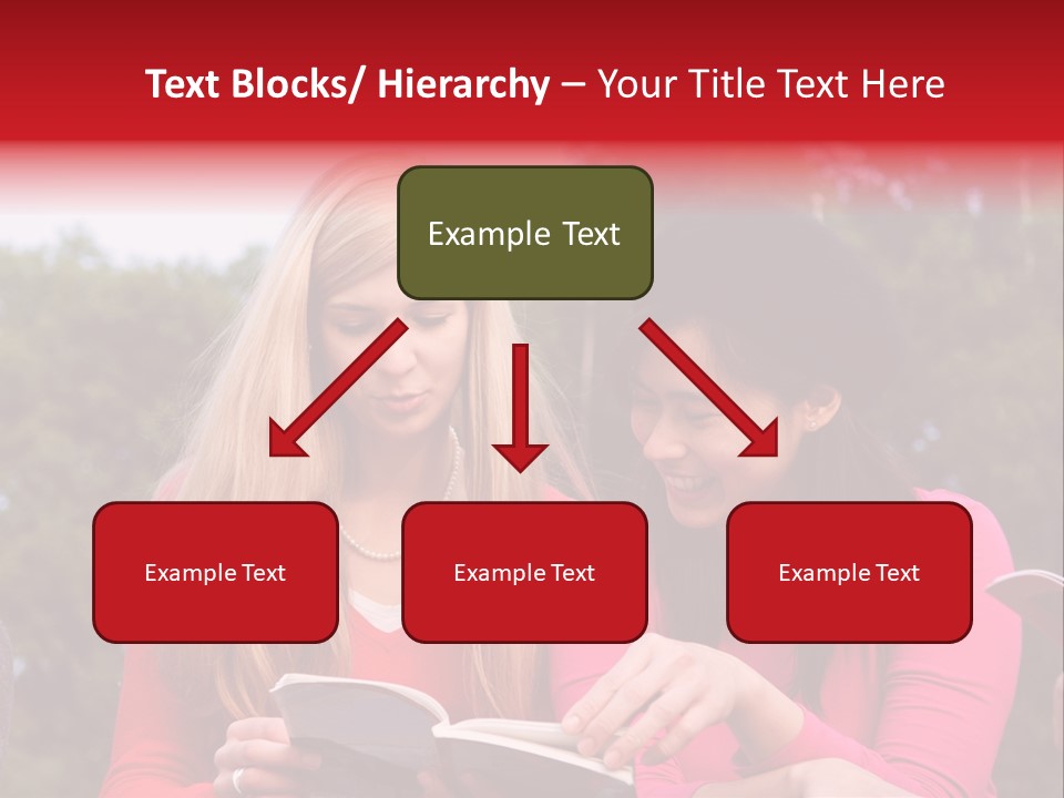 Two Women Are Looking At A Book Together PowerPoint Template