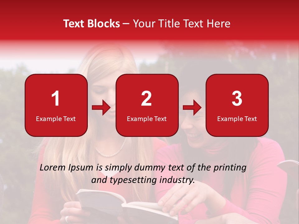 Two Women Are Looking At A Book Together PowerPoint Template