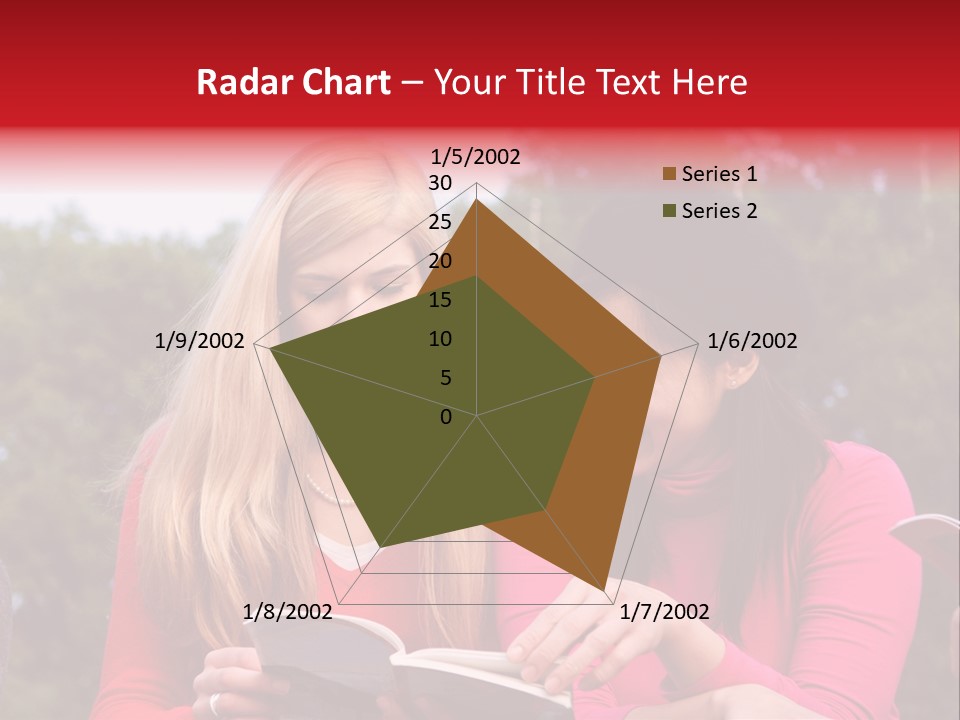 Two Women Are Looking At A Book Together PowerPoint Template