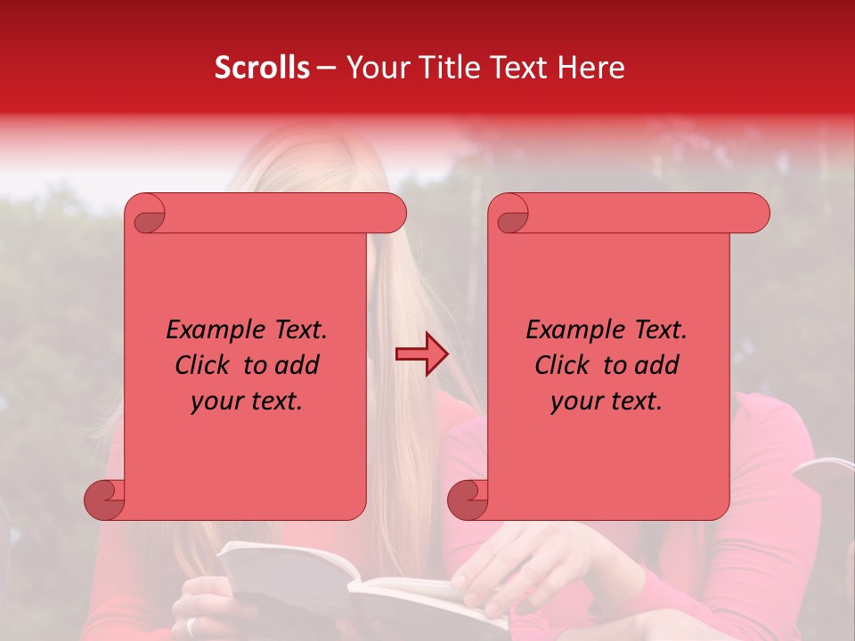 Two Women Are Looking At A Book Together PowerPoint Template