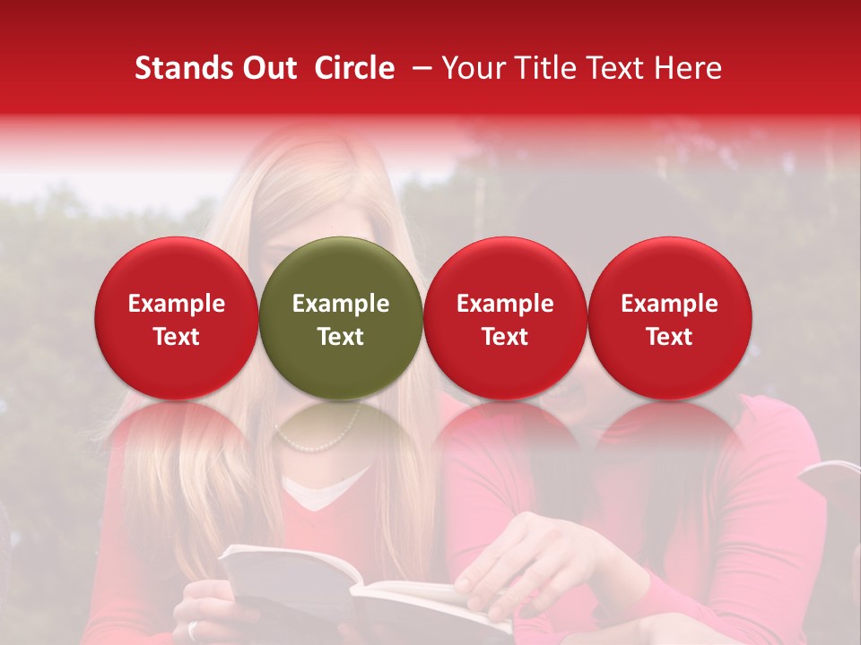 Two Women Are Looking At A Book Together PowerPoint Template