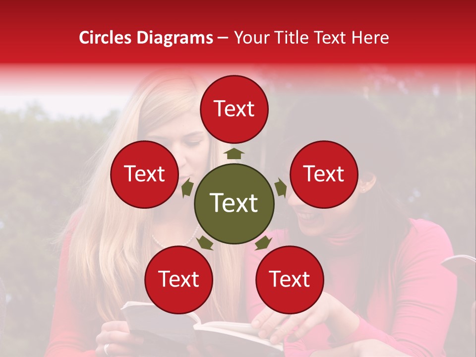 Two Women Are Looking At A Book Together PowerPoint Template