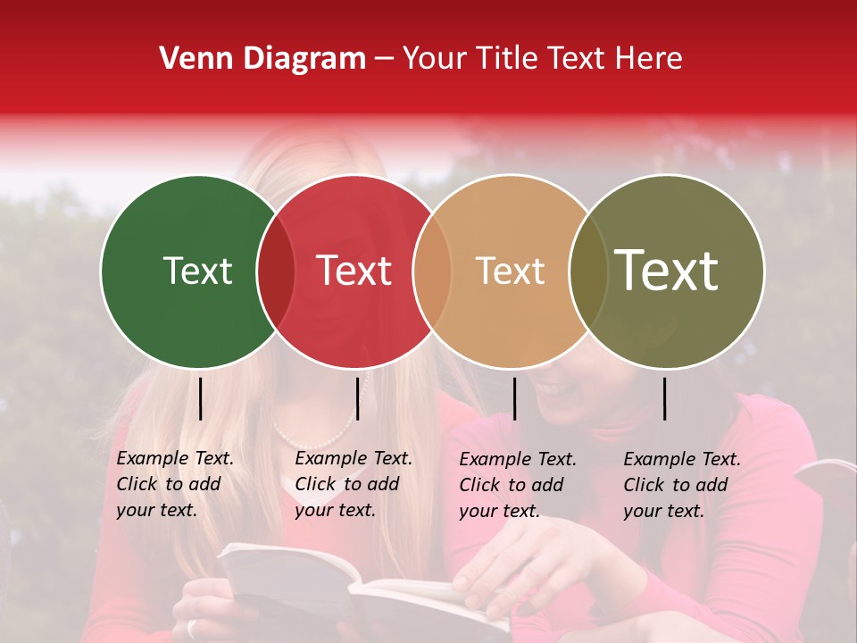 Two Women Are Looking At A Book Together PowerPoint Template