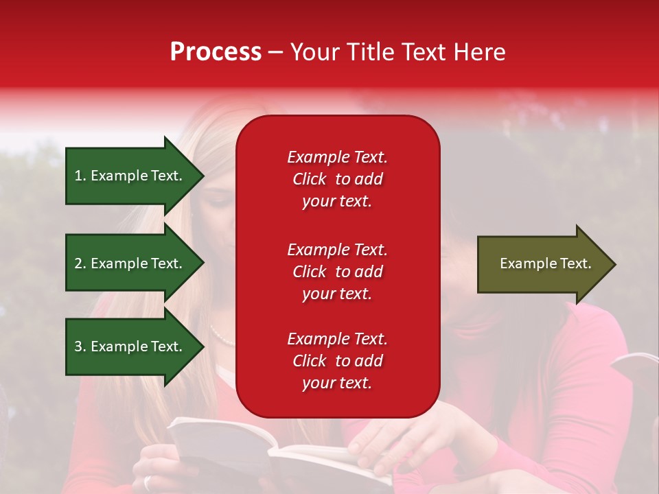Two Women Are Looking At A Book Together PowerPoint Template