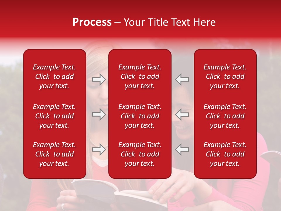 Two Women Are Looking At A Book Together PowerPoint Template