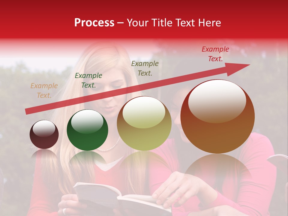 Two Women Are Looking At A Book Together PowerPoint Template