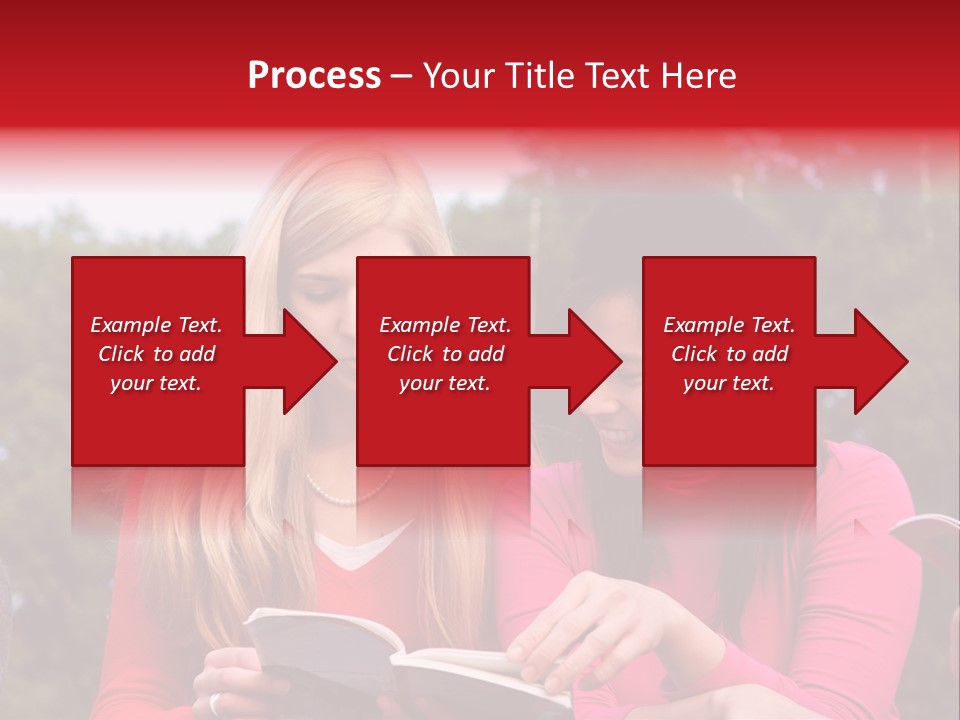 Two Women Are Looking At A Book Together PowerPoint Template