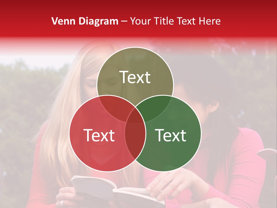 Two Women Are Looking At A Book Together PowerPoint Template