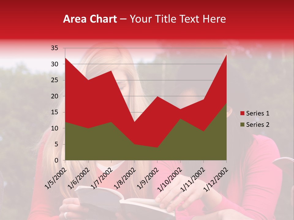Two Women Are Looking At A Book Together PowerPoint Template