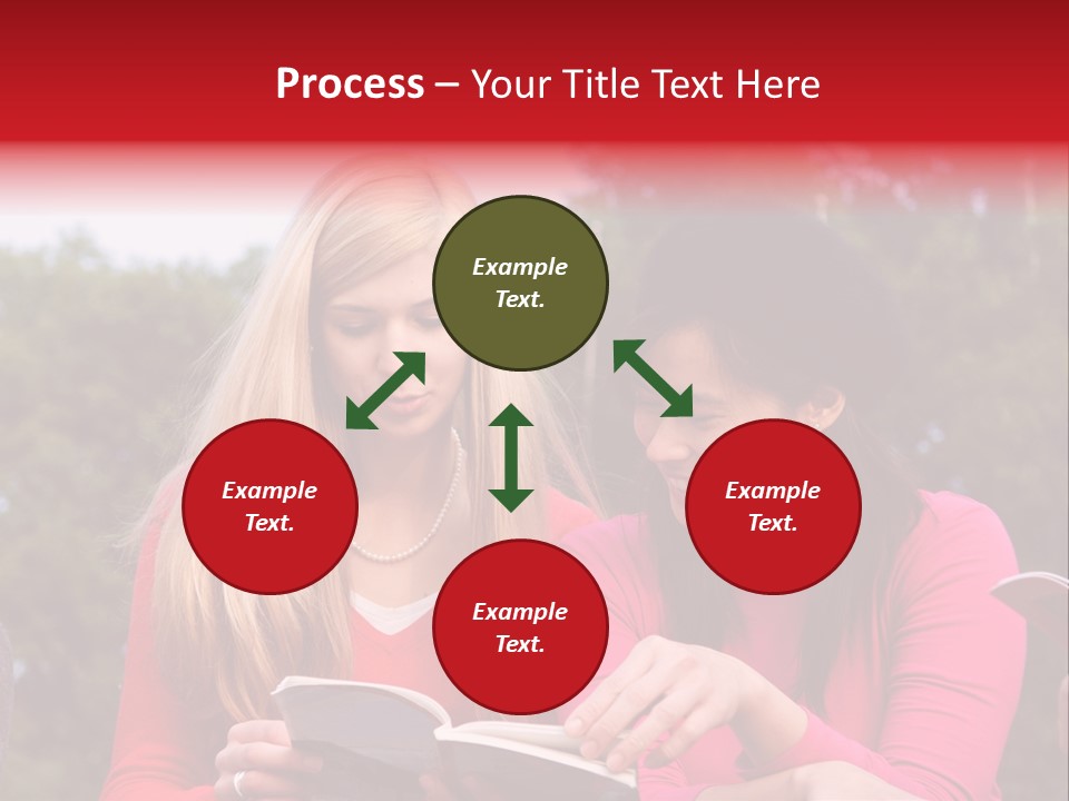 Two Women Are Looking At A Book Together PowerPoint Template