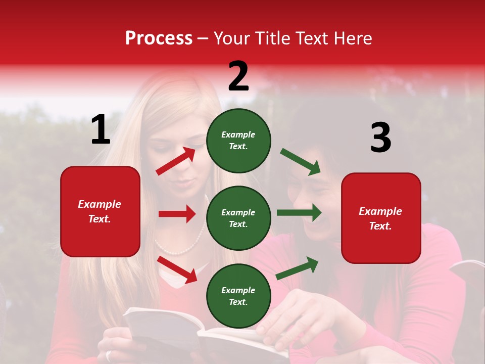 Two Women Are Looking At A Book Together PowerPoint Template